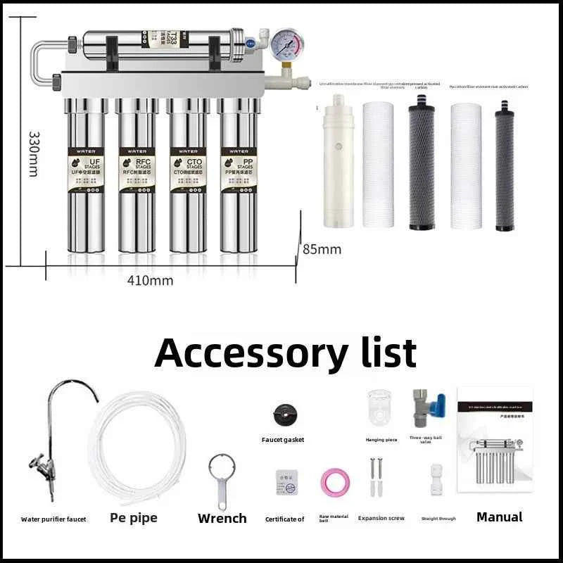 Système de filtration eau 6 étapes avec UV comprenant accessoires comme tubes et robinet purificateur