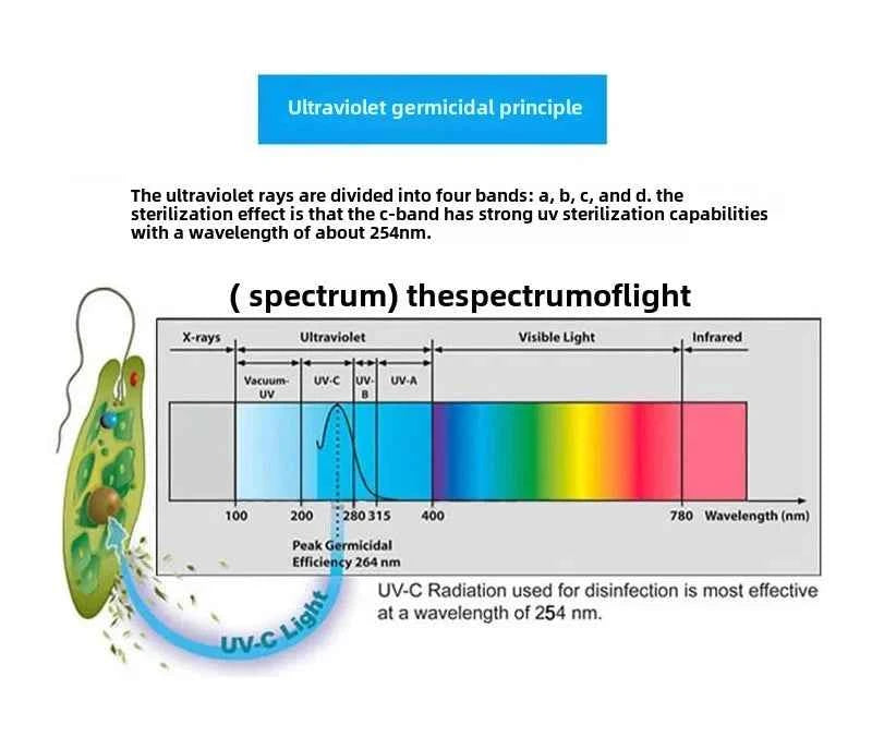 Principe de désinfection ultraviolet avec spectre de filtration eau 6 étapes avec UV