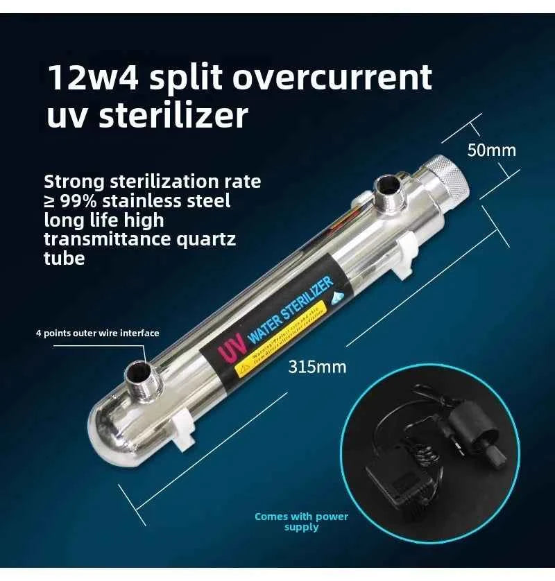 Stérilisateur UV 12W pour filtration eau 6 étapes avec UV, idéal pour une purification efficace