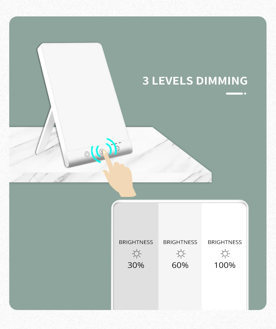 Lampe luminothérapie 12000 lux avec fonctionnalité de gradation à 3 niveaux pour un éclairage personnalisé