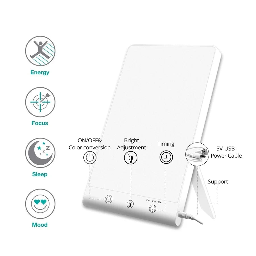 Lampe luminothérapie 12000 lux avec fonctionnalités de réglage de la luminosité pour améliorer l'humeur