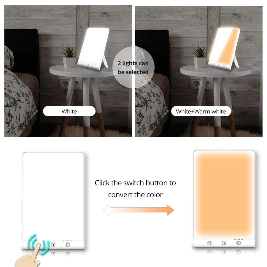 Lampe de luminothérapie 12000 lux avec options de lumière blanche et blanche chaude pour un bien-être optimal