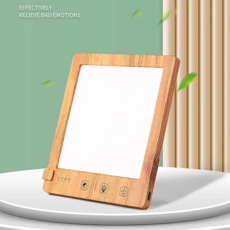 Lampe luminothérapie LuxTherapy 12000 en bois, idéale pour soulager les émotions négatives