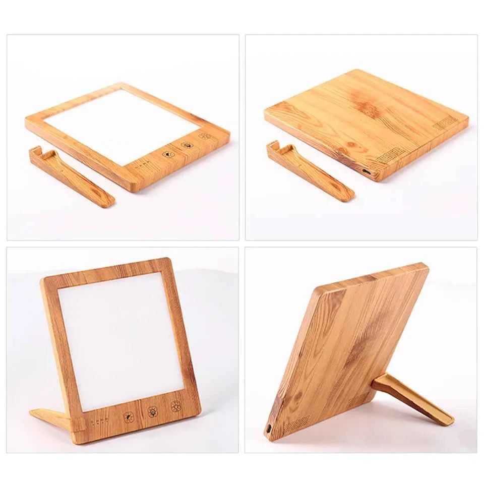 Lampe luminothérapie LuxTherapy 12000 en bois avec support réglable pour un bien-être optimal
