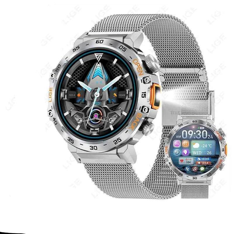 Montre connectée sport suivi performance avec écran tactile et bracelet en métal pour les activités extérieures