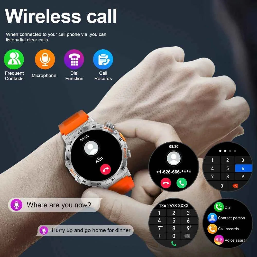Montre connectée sport suivi performance avec appel sans fil et fonctions de suivi des activités.