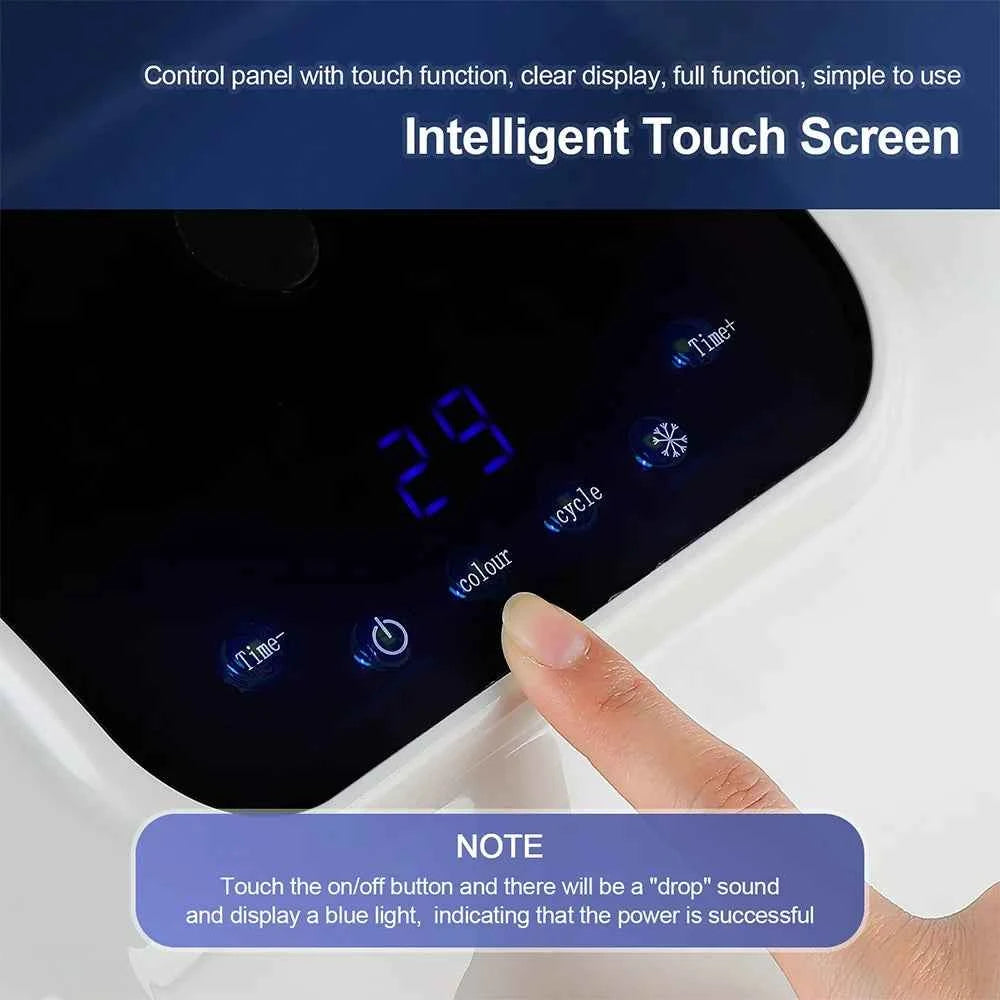 Écran tactile intelligent de luminothérapie LED avec hydratation intelligente affichant les fonctions de contrôle