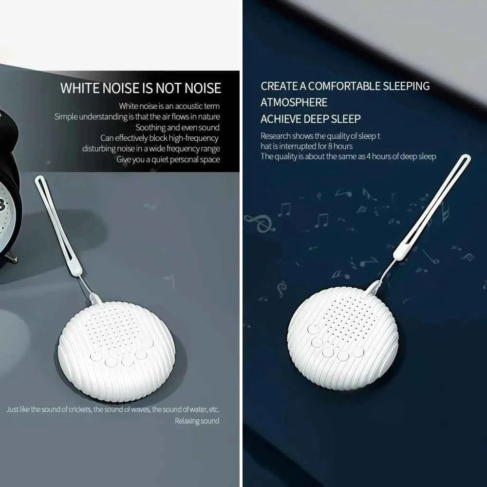 Machine à bruit blanc portable en blanc, conçue pour favoriser un sommeil profond et apaisant