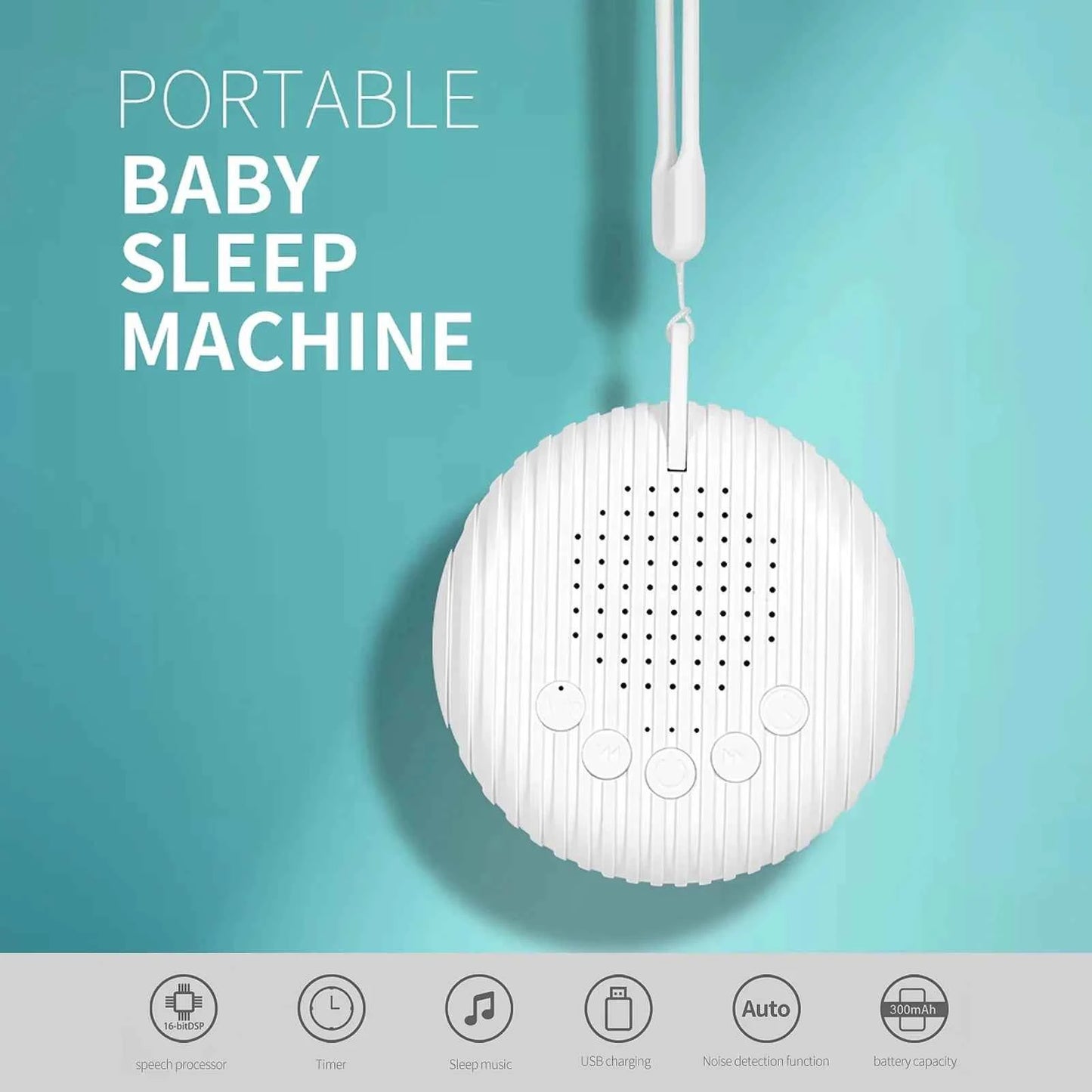 Machine à bruit blanc portable pour bébé avec fonctions de minuterie et de charge USB