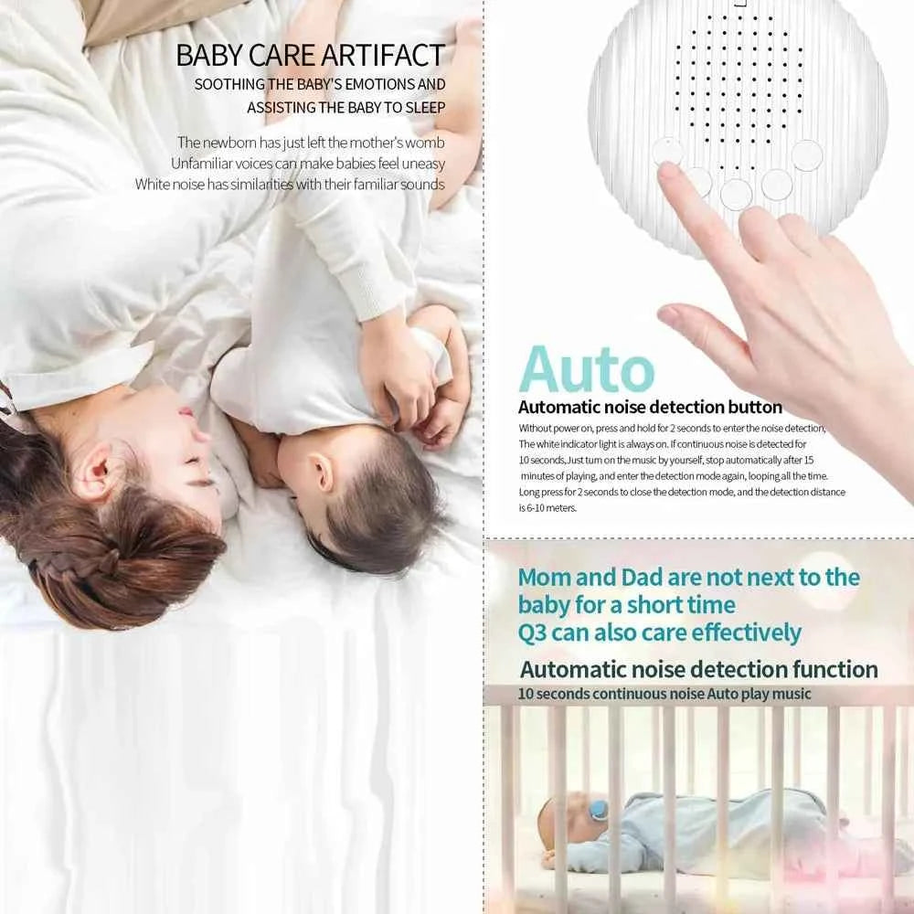Machine à bruit blanc portable avec fonction de détection automatique pour apaiser bébé et favoriser le sommeil