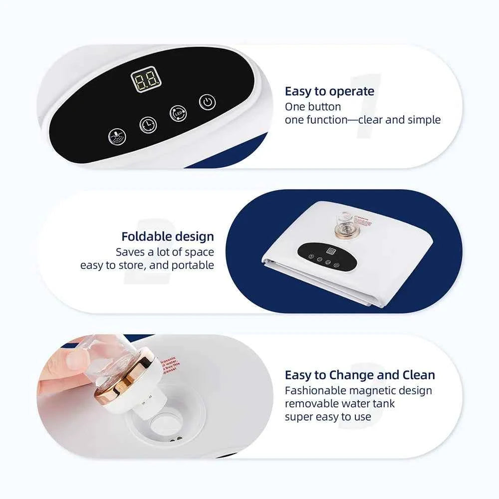 Machine luminothérapie LED pliable avec design compact et réservoir d'eau magnétique facile à nettoyer