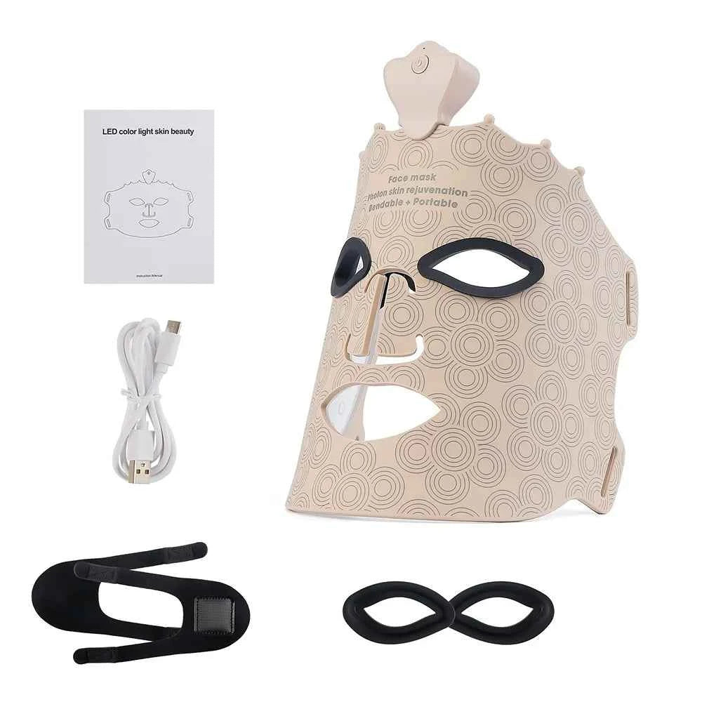 Masque facial LED luminothérapie spectre complet avec accessoires inclus pour un soin de la peau efficace