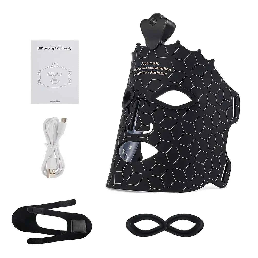 Masque facial LED luminothérapie spectre complet avec accessoires pour soins de la peau à domicile