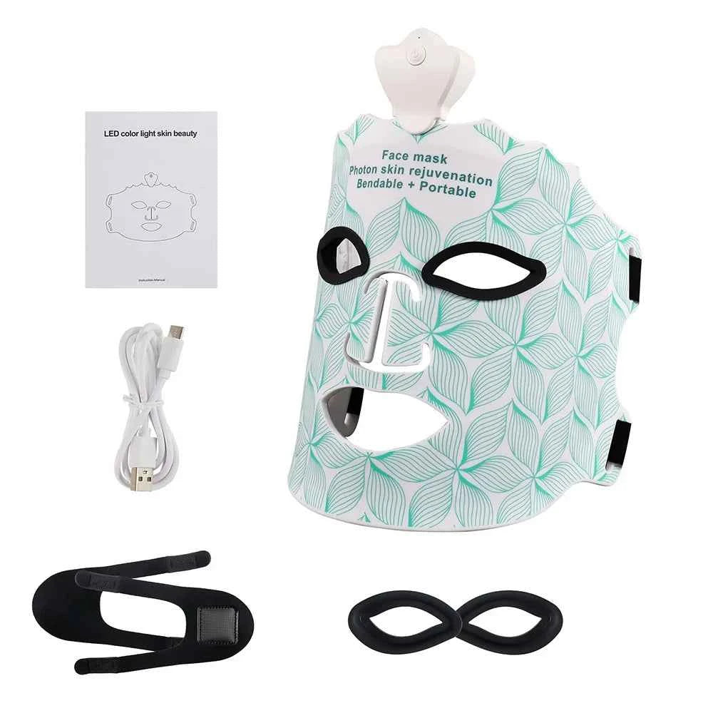 Masque facial LED luminothérapie spectre complet pour le rajeunissement de la peau, portable et flexible