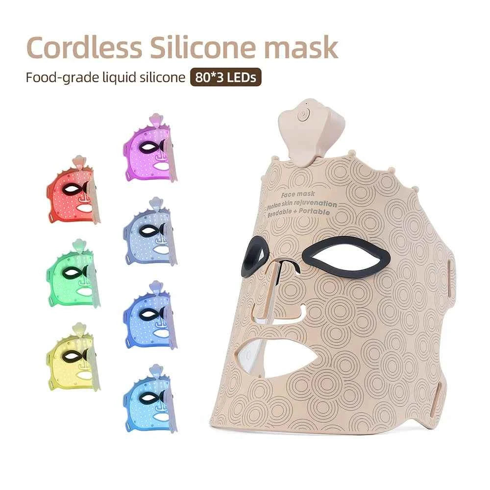 Masque facial LED luminothérapie spectre complet en silicone avec 80 LEDs pour un soin de la peau efficace