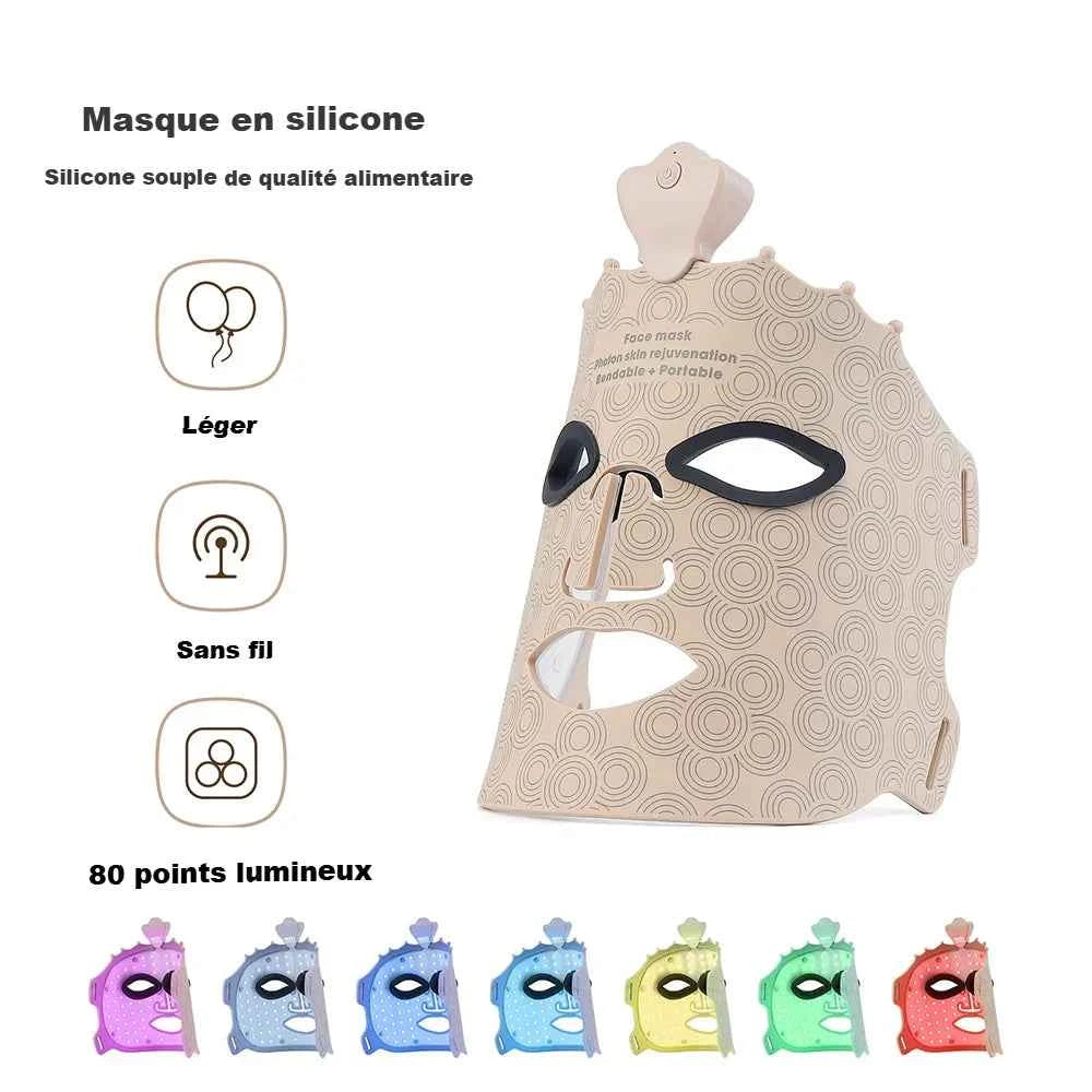 Masque facial LED luminothérapie spectre complet en silicone léger pour soins de la peau
