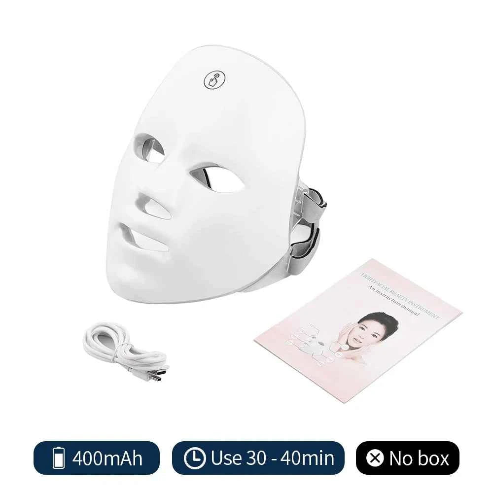 Masque luminothérapie portable blanc avec batterie de 400mAh et mode d'utilisation de 30 à 40 minutes