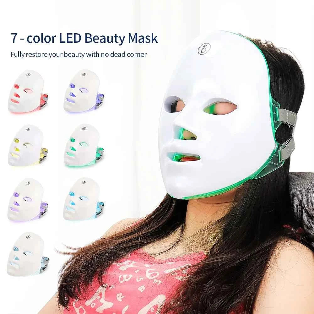 Masque luminothérapie portable à lumière LED de 7 couleurs pour restaurer la beauté sans effort