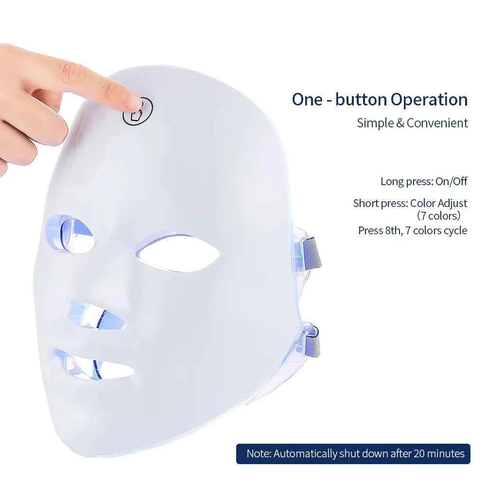 Masque luminothérapie portable avec fonction à un bouton et réglage de couleur sur 7 teintes