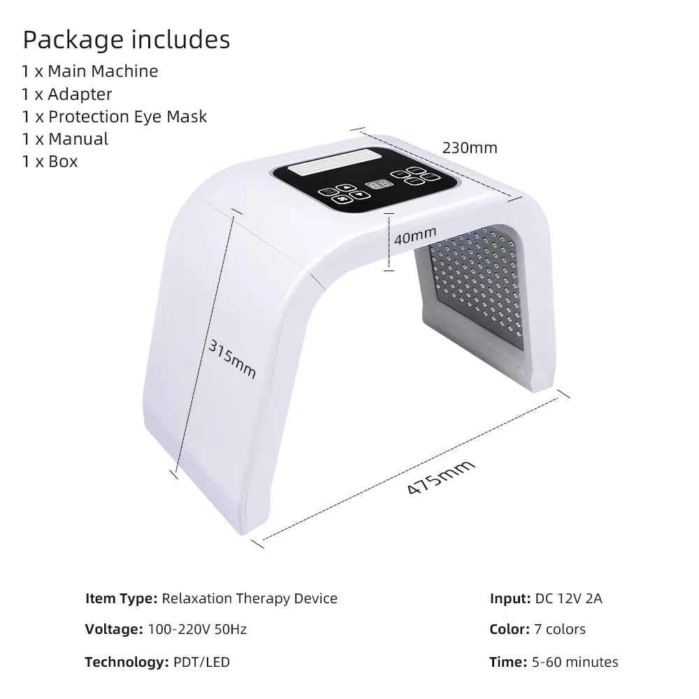 Masque luminothérapie LED avec écran de contrôle pour soins relaxants à domicile