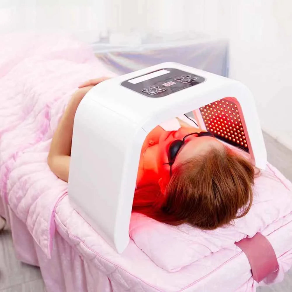 Masque luminothérapie LED pour soins du visage avec lumière rouge pour la revitalisation de la peau