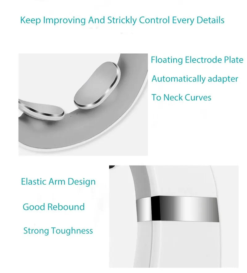 Masseur cervical portable avec plaque électrode flottante et design élastique pour un ajustement optimal