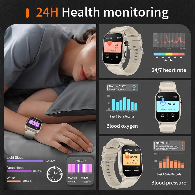 Montre connectée femme avec surveillance de santé 24H incluant fréquence cardiaque et oxygène sanguin