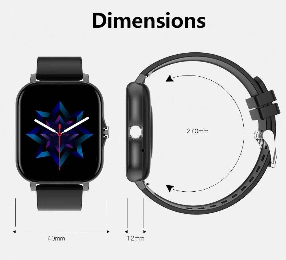Montre connectée fitness avec un design moderne et des dimensions de 40x12 mm et une longueur de bracelet de 270 mm