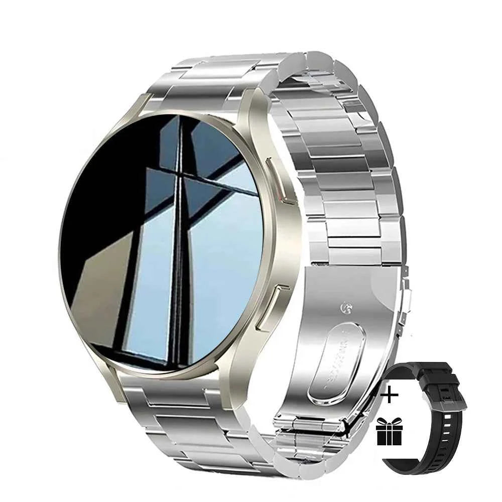Montre connectée homme avec bracelet en acier et écran tactile élégant pour les activités quotidiennes
