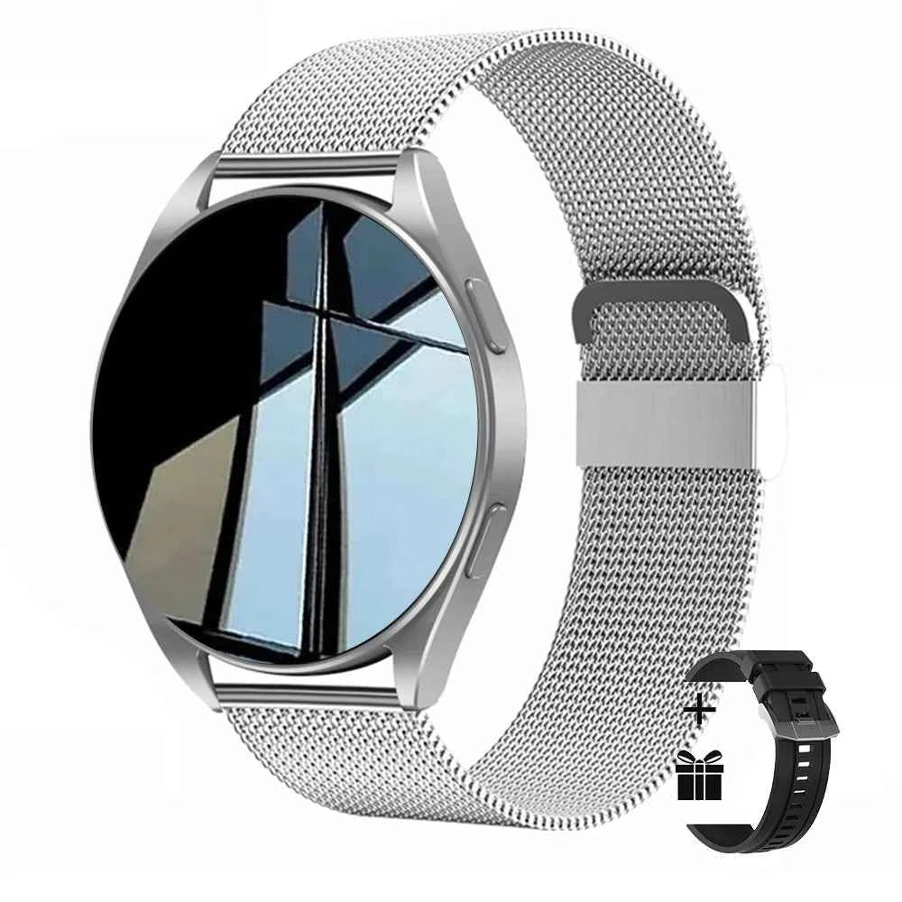 Montre connectée homme avec un cadran élégant et un bracelet en métal pour un style moderne