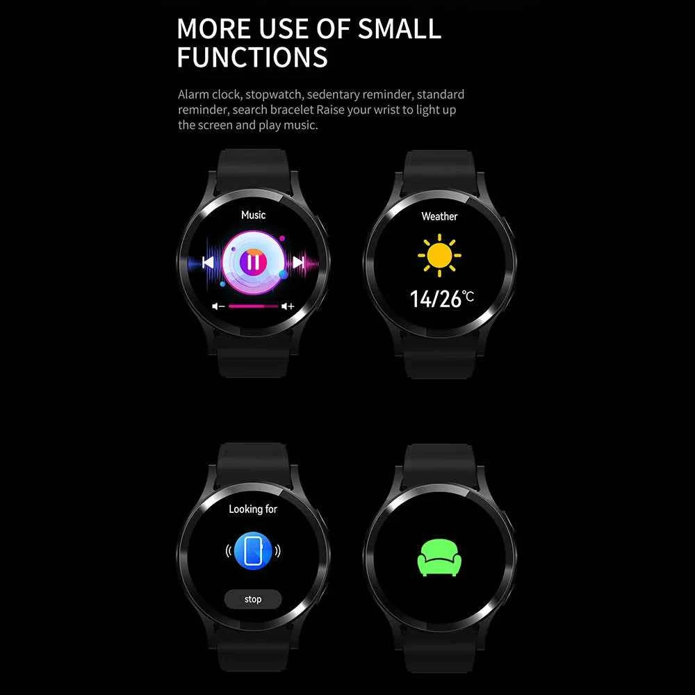 Montre connectée homme avec fonctions de musique, météo et rappels pour un style de vie actif