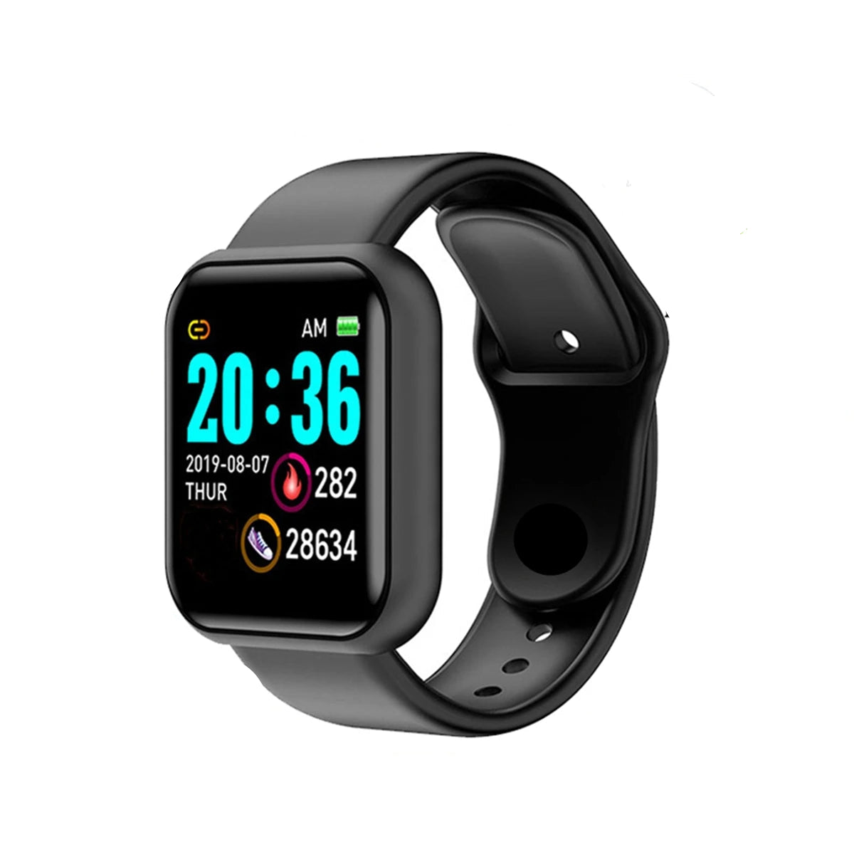 Montre connectée pas chère avec écran numérique et bracelet en silicone noir pour le suivi de l'activité