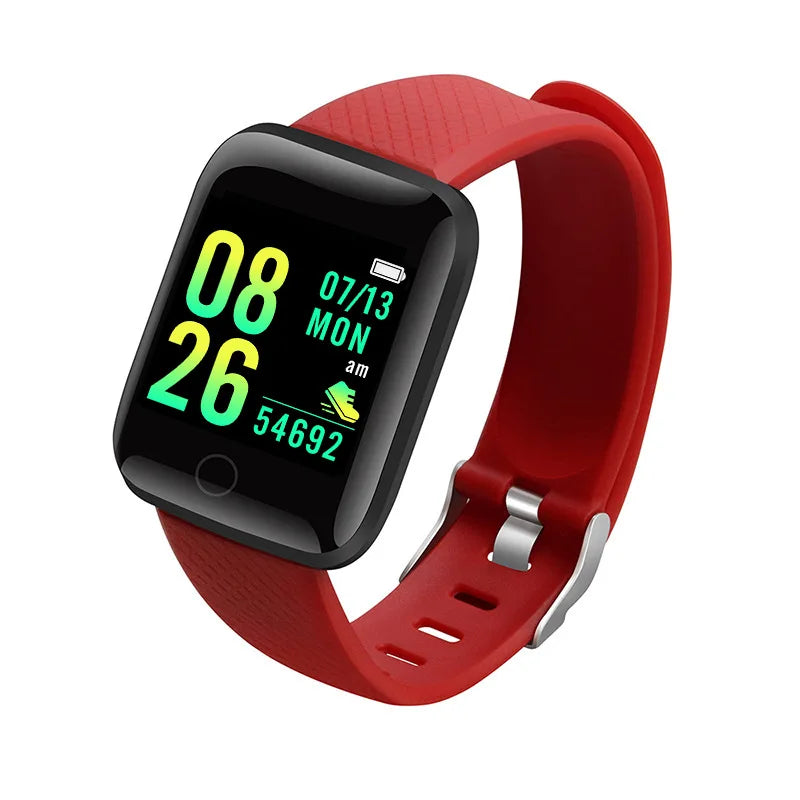 Montre connectée pas chère avec écran couleur et bracelet rouge pour le suivi d'activités