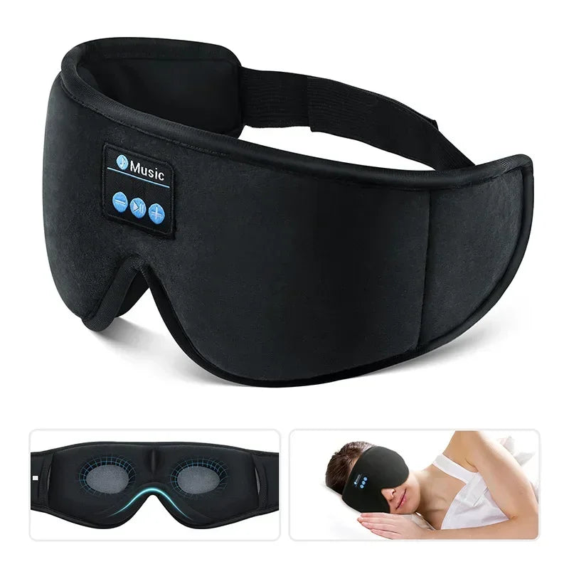 Masque relaxation musicale en noir avec écouteurs intégrés pour une expérience de détente optimale