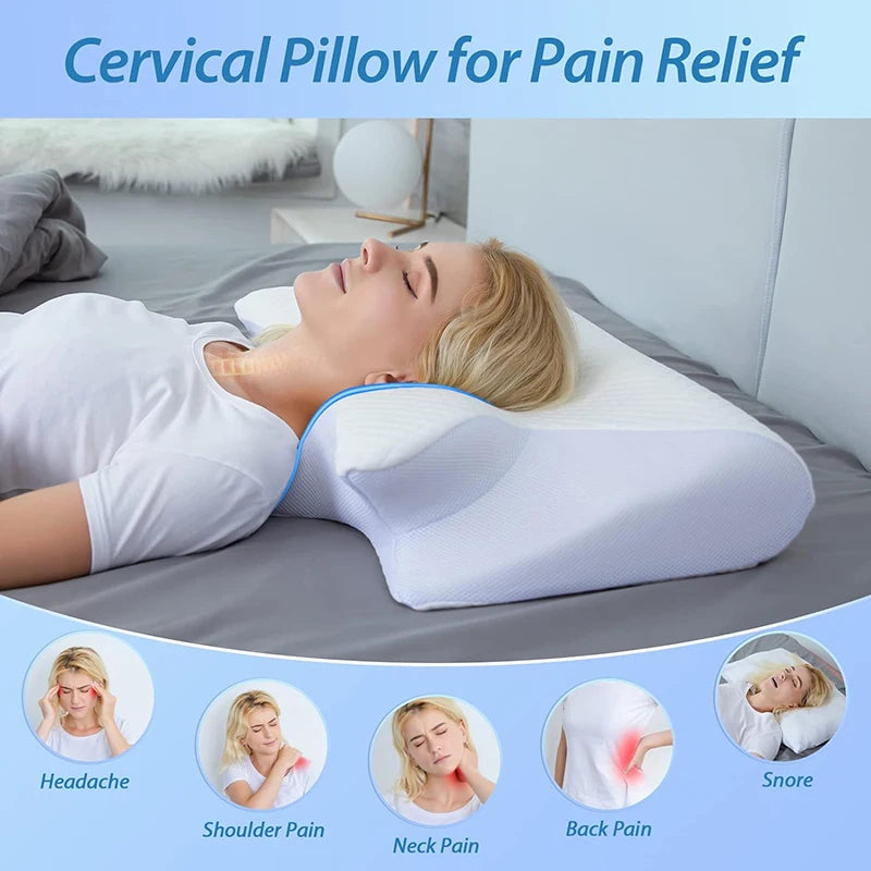 Oreiller cervical ergonomique pour soulager les douleurs au cou et au dos pendant le sommeil