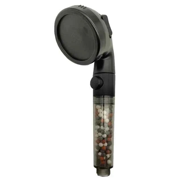 Pommeau de douche spa noir avec filtre à minéraux pour une expérience relaxante