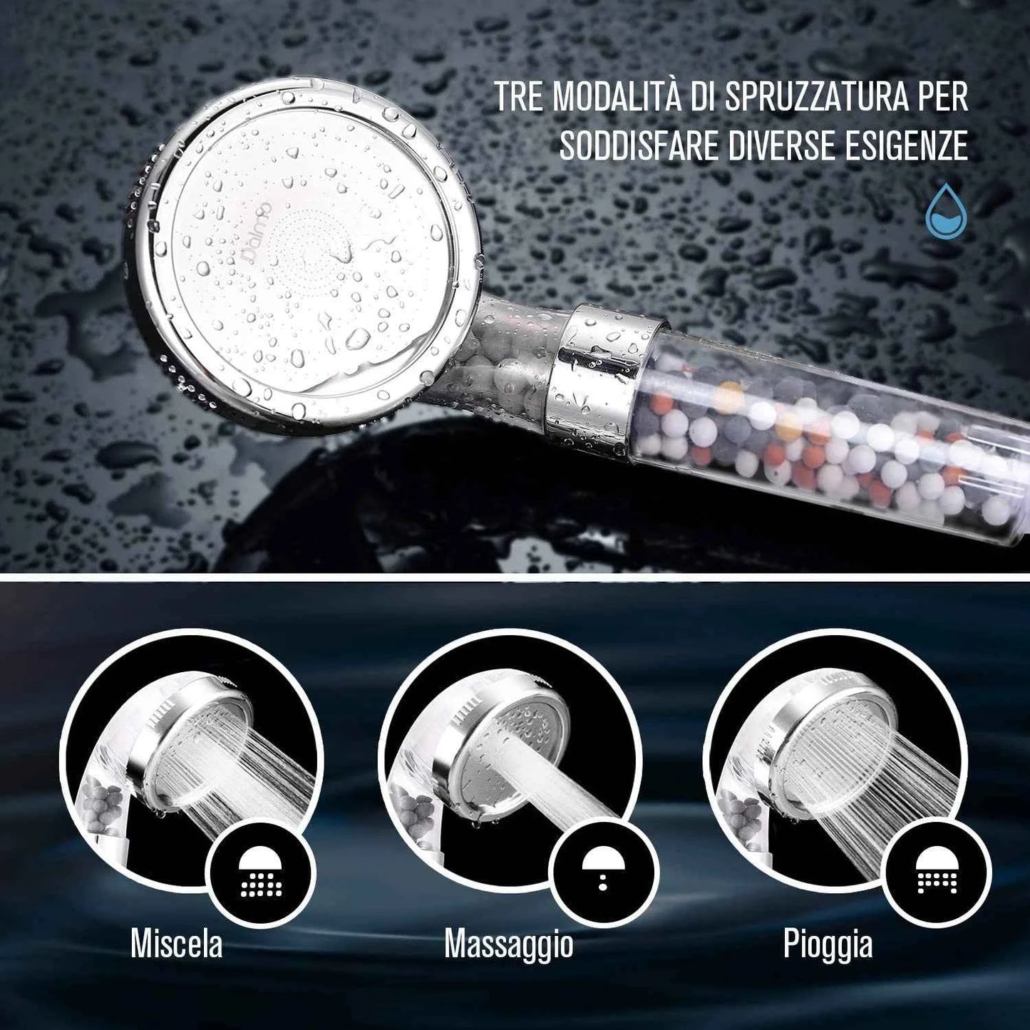 Pommeau de douche spa avec trois modes de pulvérisation pour un confort personnalisable