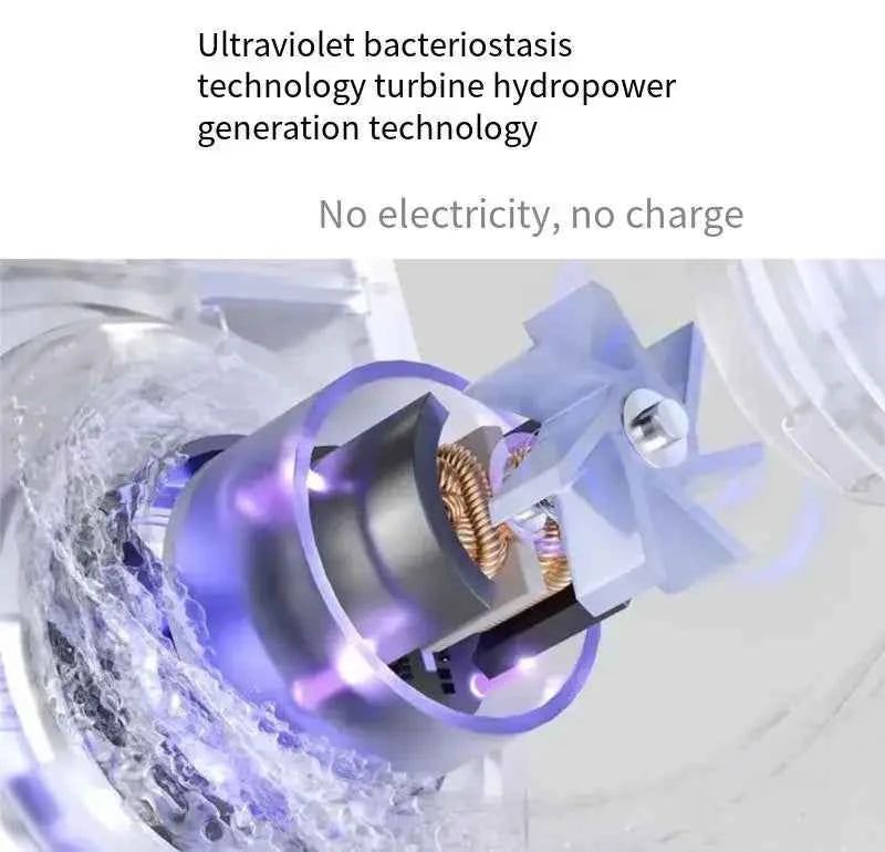 Purificateur d'eau robinet avec technologie ultraviolette et turbine hydropower sans électricité