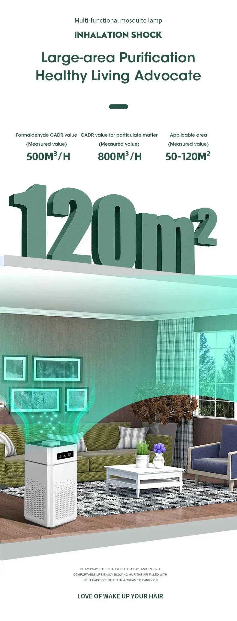 Purificateur d'air à ions négatifs pour une purification large zone jusqu'à 120 m²