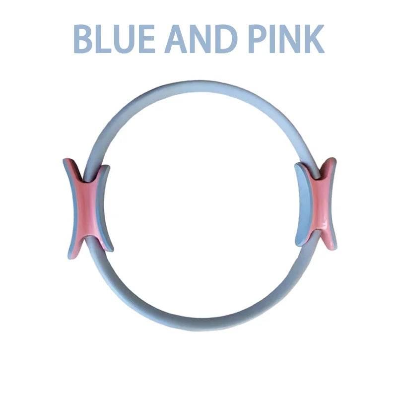 Anneau de pilates bleu et rose, idéal pour les exercices de renforcement et de flexibilité