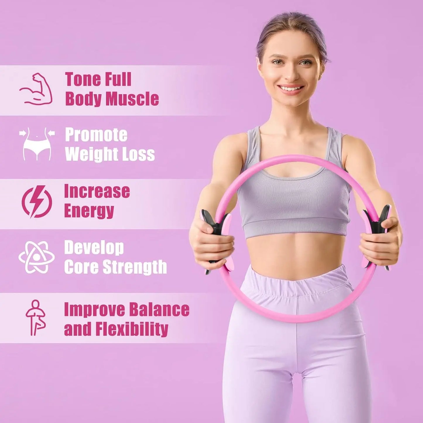 Anneau de pilates rose pour tonifier les muscles et améliorer l'équilibre et la flexibilité