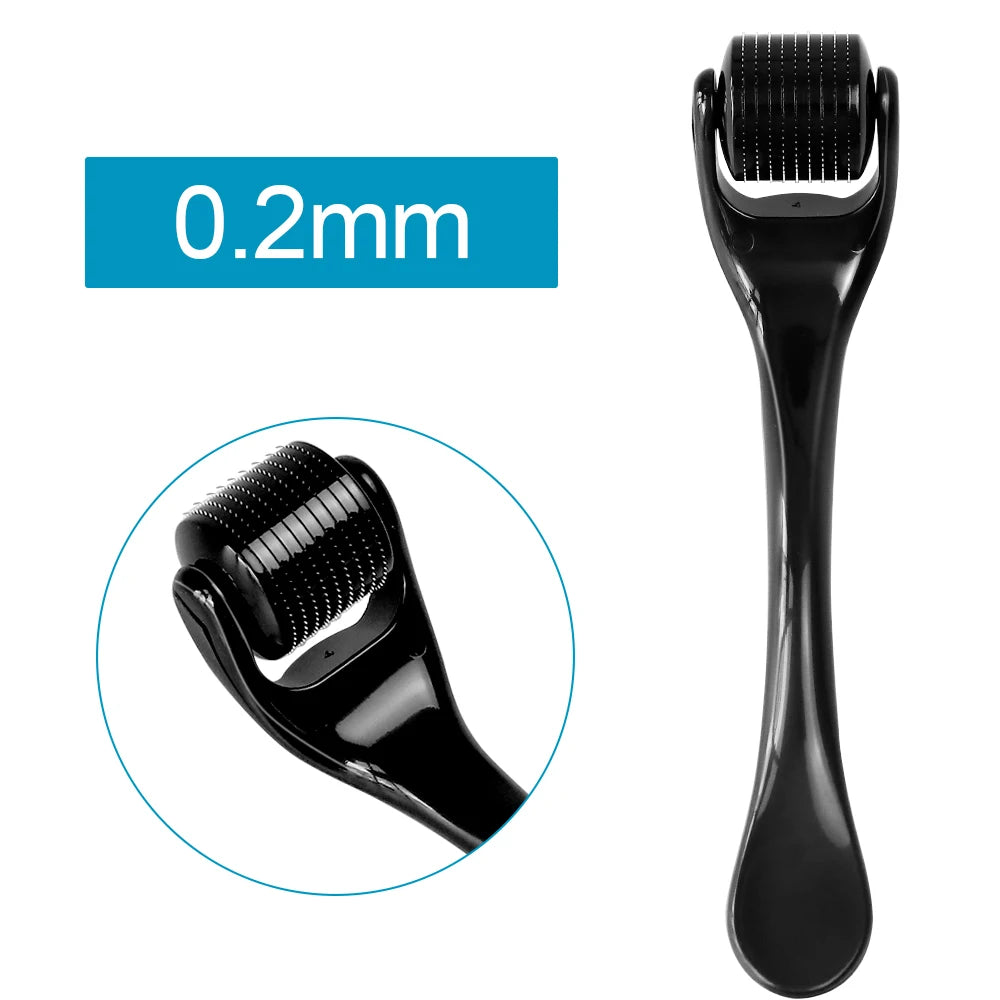 Rouleau microneedling visage noir de 0,2 mm pour stimuler le collagène et améliorer la peau