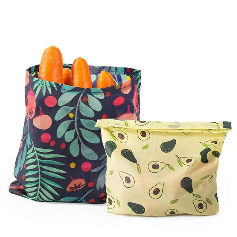 Sac alimentaire en cire d'abeille multicolore pour conserver fruits et légumes, durable et réutilisable