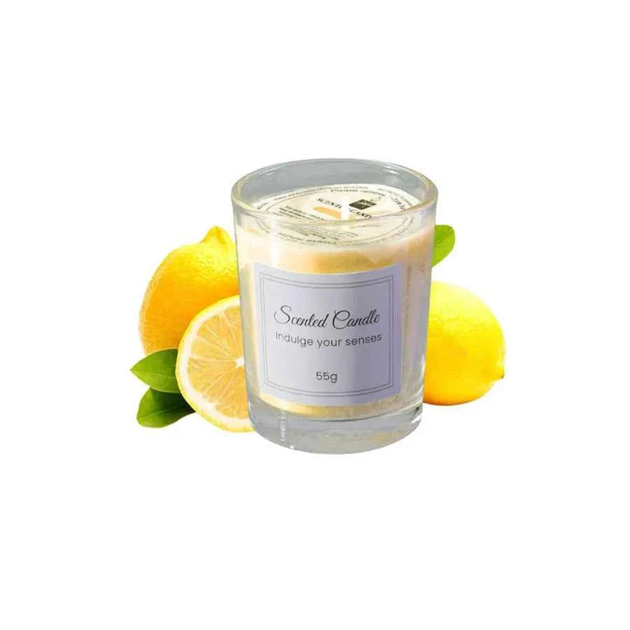 Bougie aromathérapie soja au citron, parfaite pour une ambiance relaxante et parfumée