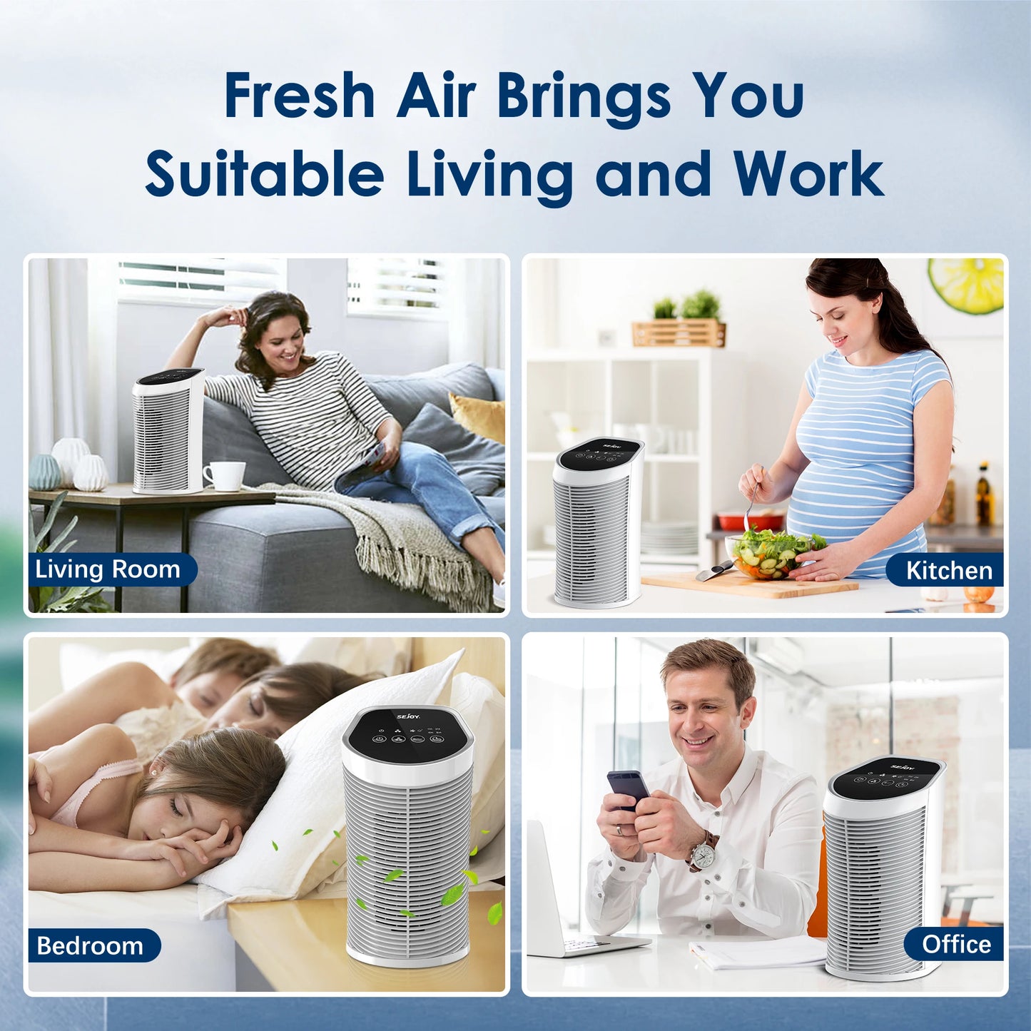 Purificateur d'air grande surface silencieux utilisé dans le salon, la cuisine, la chambre et le bureau