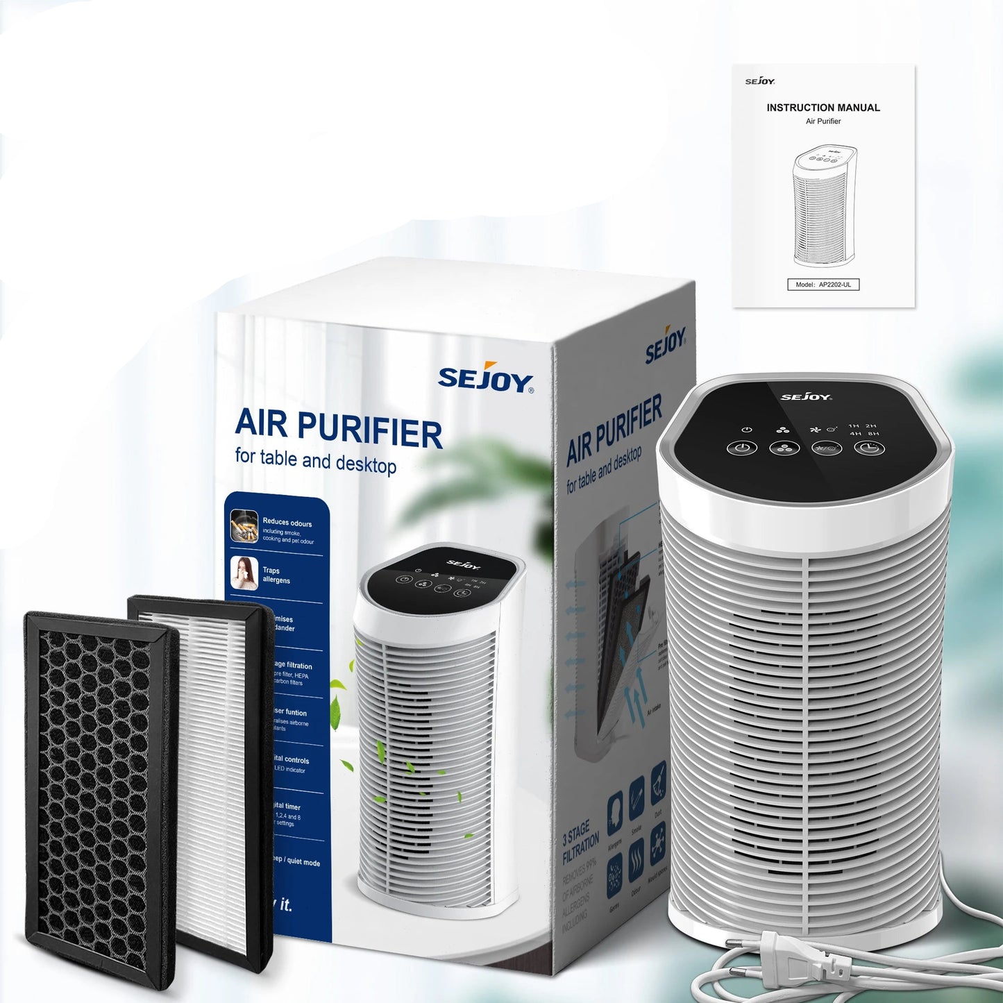 Purificateur d'air grande surface silencieux de Le terrier du bien-être avec filtre à air et manuel d'instructions
