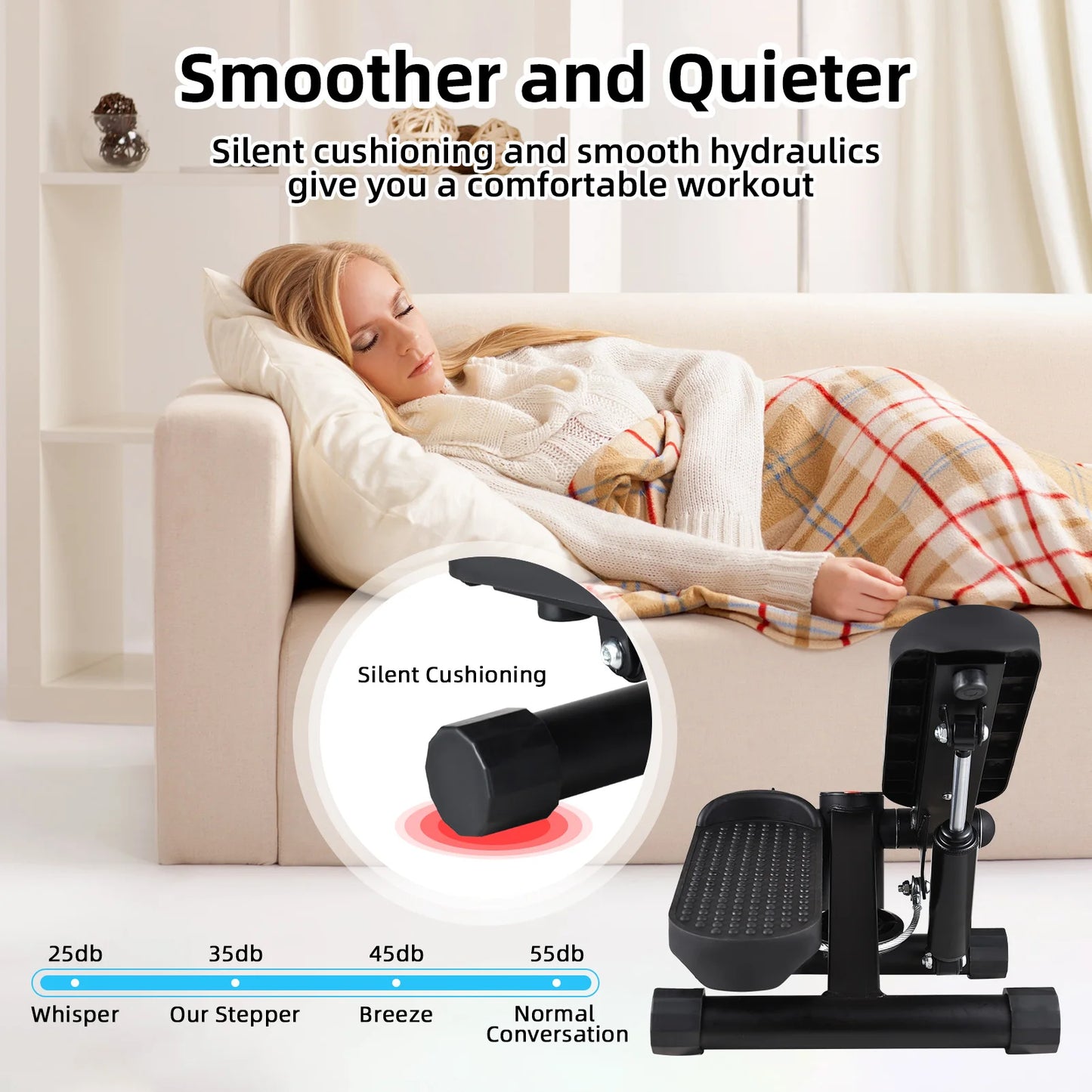 Step électrique compact avec coussinets silencieux pour un entraînement confortable à la maison