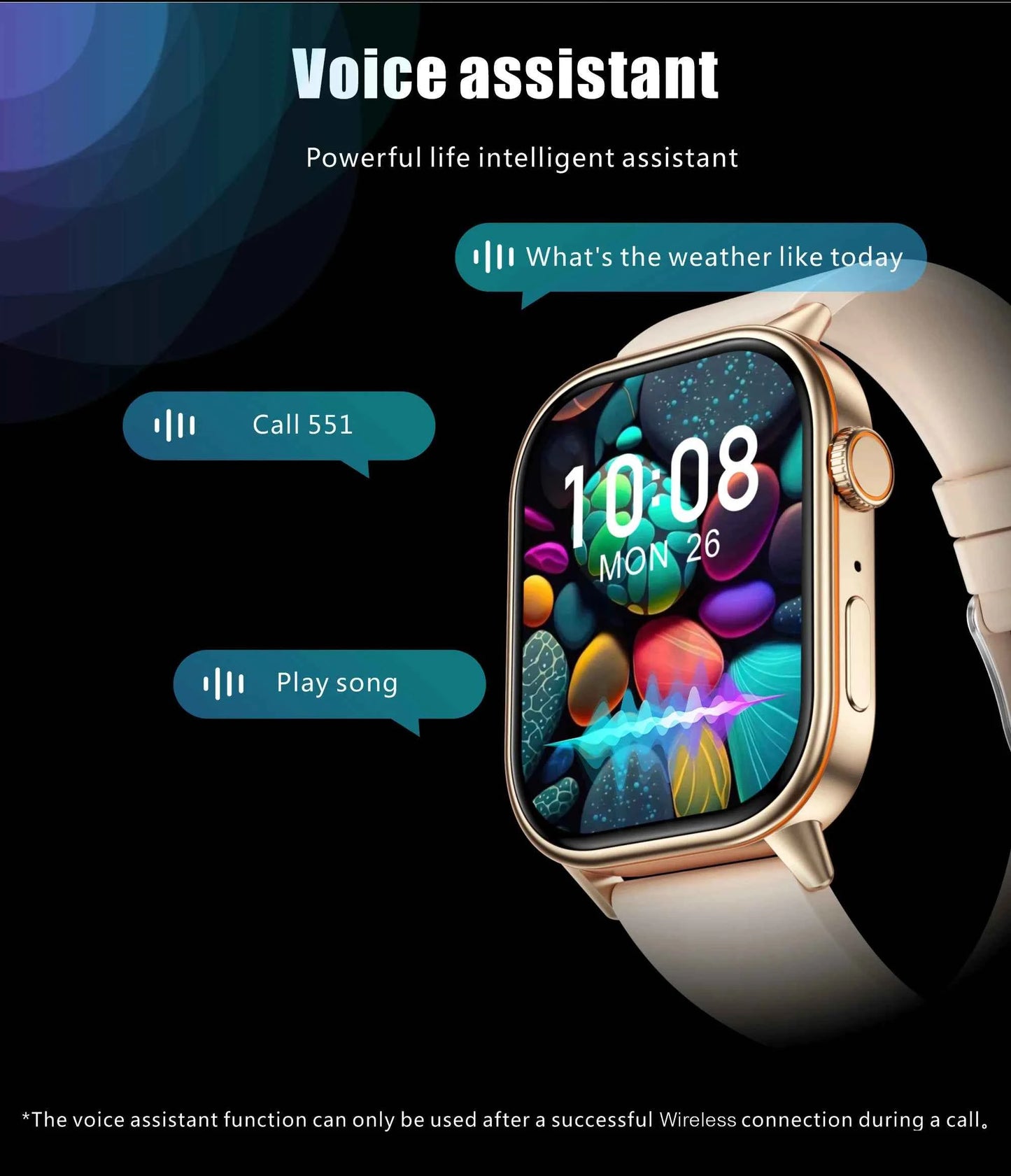 Montre intelligente avec assistant vocal et fonction de suivi performance montre intelligente sur écran coloré