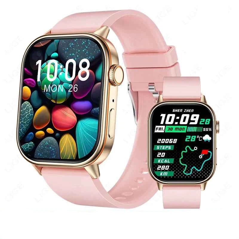 Montre intelligente rose avec affichage couleur et fonction de suivi performance montre intelligente