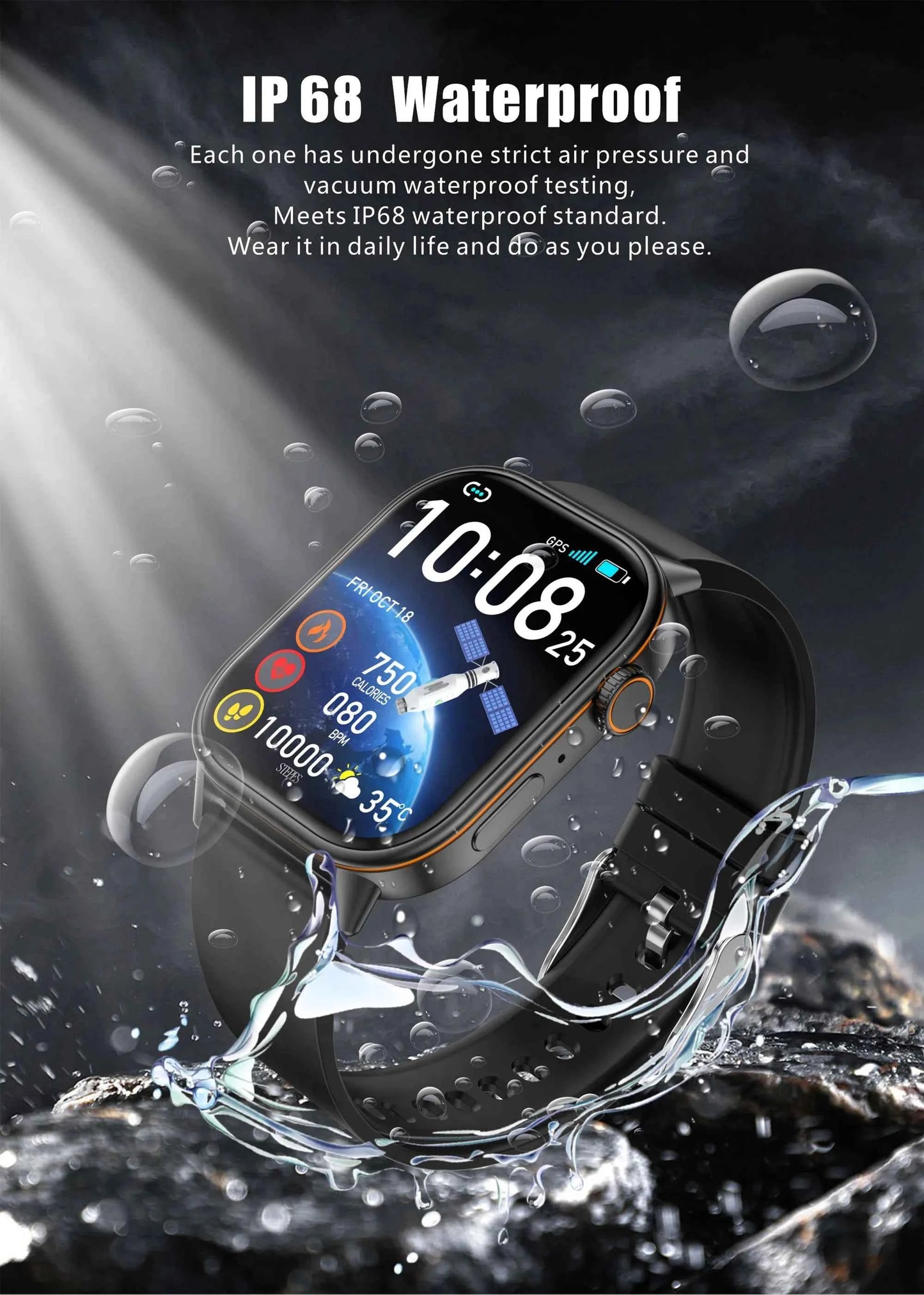 Montre intelligente étanche IP68 avec suivi performance montre intelligente pour une utilisation quotidienne